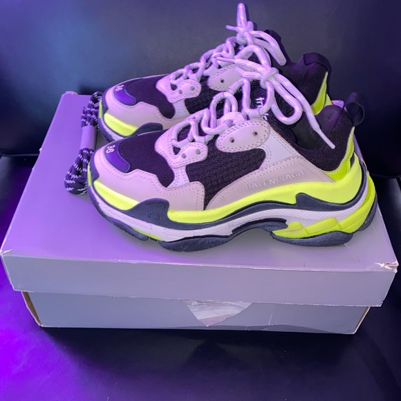 Balenciaga Triple S Trainer Grey and Neon Yellow Size 36 - Picture 3 of 5